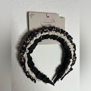 Fashion Tidbits NWT Scrunch Satin Fabric Chic Floral Shiny 3pc Headbands Junior